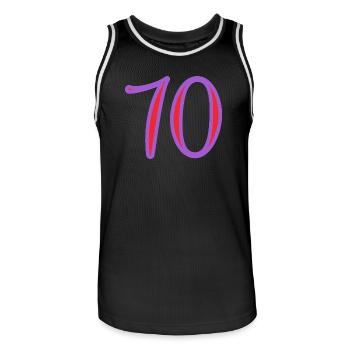 70. 70 ANS. 70e ANNIVERSAIRE. ANNIVERSAIRE 70 ANS. - Maillot de basket Homme - noir/blanc - Devant - AI Model Male 185 dark (185cm)