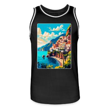 Amalfi Italien Vintage Reiseposter WPA Souvenir - Männer Basketball-Trikot - Schwarz/Weiß - Vorne - AI Model Male 185 dark (185cm)