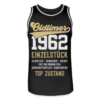 64. GEBURTSTAG OLDTIMER 1962 - Männer Basketball-Trikot - Schwarz/Weiß - Vorne - AI Model Male 185 dark (185cm)