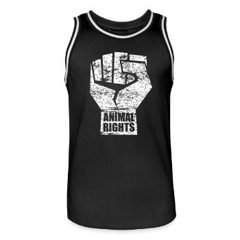 ANIMAL RIGHTS VEGAN - Maillot de basket Homme - noir/blanc - Devant - AI Model Male 185 dark (185cm)