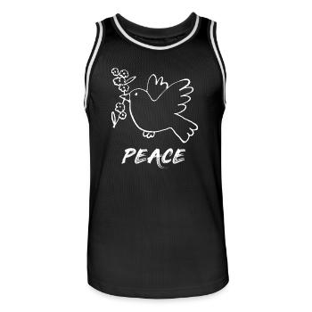 Peace / Peace / Peace Dove - Men's Basketball Jersey - black/white - Front - AI Model Male 185 dark (185cm)