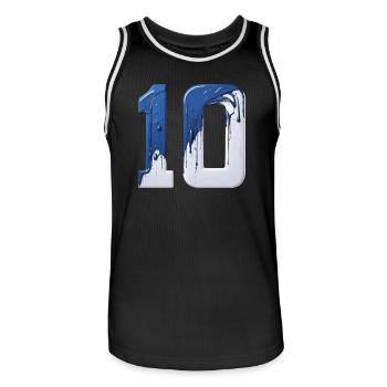 NON. 10 NUMÉRO 10 BLEU BLANC 10E ANNIVERSAIRE - Maillot de basket Homme - noir/blanc - Devant - AI Model Male 185 dark (185cm)