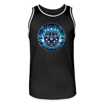 Logo du capitaine dans la tempête - Maillot de basket Homme - noir/blanc - Devant - AI Model Male 185 dark (185cm)
