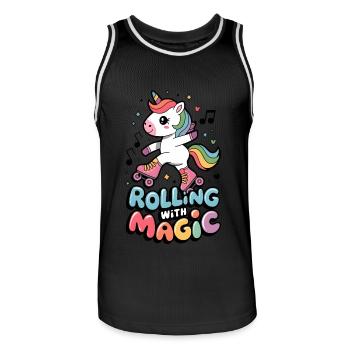 Rouler avec magie - Maillot de basket Homme - noir/blanc - Devant - AI Model Male 185 dark (185cm)