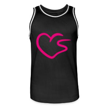 Heart letter S initial letter pink - Men's Basketball Jersey - black/white - Front - AI Model Male 185 dark (185cm)