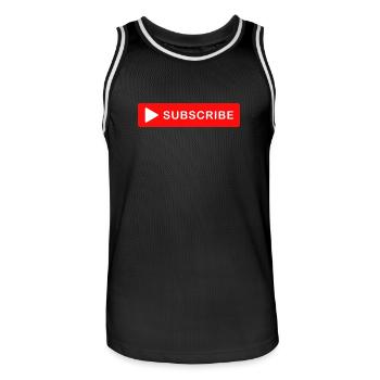Schaltfläche Abonnieren. - Männer Basketball-Trikot - Schwarz/Weiß - Vorne - AI Model Male 185 dark (185cm)
