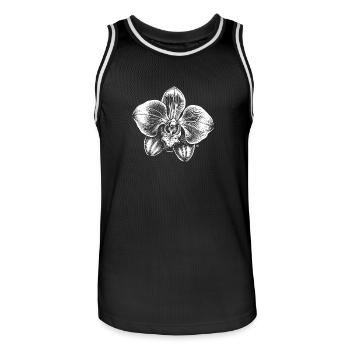 Black and White Linear Orchid - Men's Basketball Jersey - black/white - Front - AI Model Male 185 dark (185cm)