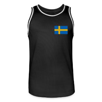 Drapeau de la Suède - Maillot de basket Homme - noir/blanc - Devant - AI Model Male 185 dark (185cm)