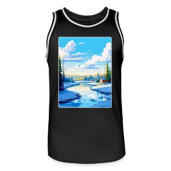 Rovaniemi Finlande Affiche de voyage vintage souvenir - Maillot de basket Homme - noir/blanc - Devant - AI Model Male 185 dark (185cm)