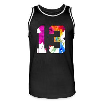 NUMMER 13 JAHRE ALT 13. GEBURTSTAG - Männer Basketball-Trikot - Schwarz/Weiß - Vorne - AI Model Male 185 dark (185cm)