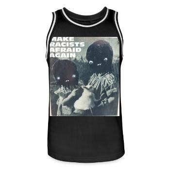 Make racists afraid again fuck Nazis Racisme FCK - Maillot de basket Homme - noir/blanc - Devant - AI Model Male 185 dark (185cm)