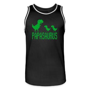 Papa Père Papasaurus rétro - Maillot de basket Homme - noir/blanc - Devant - AI Model Male 185 dark (185cm)