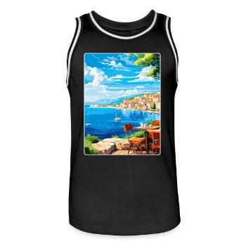 Kroatien Vintage Reiseplakat Souvenir Souvenir - Männer Basketball-Trikot - Schwarz/Weiß - Vorne - AI Model Male 185 dark (185cm)