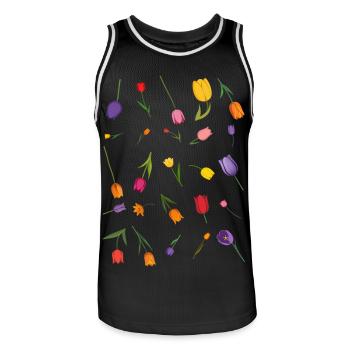 Fleur - Maillot de basket Homme - noir/blanc - Devant - AI Model Male 185 dark (185cm)