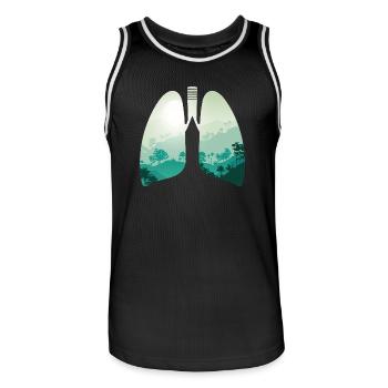 Nature verte forêt paysage poumon - Maillot de basket Homme - noir/blanc - Devant - AI Model Male 185 dark (185cm)