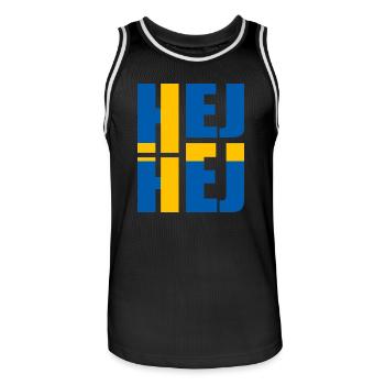 SCHWEDISCH HEJ HEJ SCHWEDEN - Männer Basketball-Trikot - Schwarz/Weiß - Vorne - AI Model Male 185 dark (185cm)