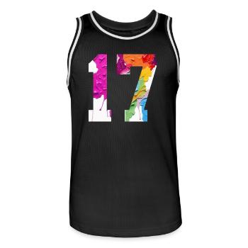 NUMÉRO COLORÉ 17 COLORÉ 17E ANNIVERSAIRE - Maillot de basket Homme - noir/blanc - Devant - AI Model Male 185 dark (185cm)