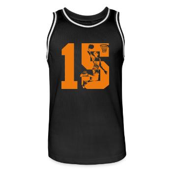 NUMÉRO 15 BASKETBALL 15E ANNIVERSAIRE - Maillot de basket Homme - noir/blanc - Devant - AI Model Male 185 dark (185cm)