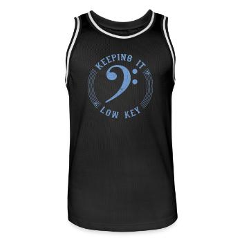 Bass Clef Blue - Symbole Musical Vintage - Maillot de basket Homme - noir/blanc - Devant - AI Model Male 185 dark (185cm)