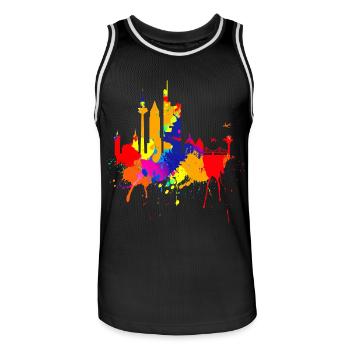 Francfort Skyline Couleurs Colorées Peinture Art Amour - Maillot de basket Homme - noir/blanc - Devant - AI Model Male 185 dark (185cm)