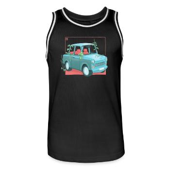 Trabi mit Pflanzen - Männer Basketball-Trikot - Schwarz/Weiß - Vorne - AI Model Male 185 dark (185cm)