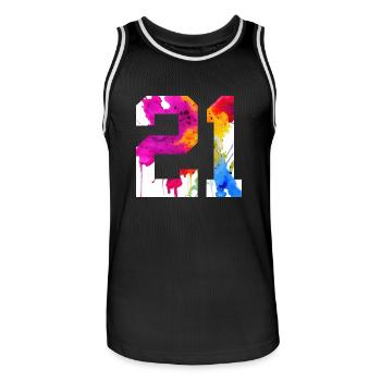 NUMÉRO 21 ANS 21E ANNIVERSAIRE - Maillot de basket Homme - noir/blanc - Devant - AI Model Male 185 dark (185cm)
