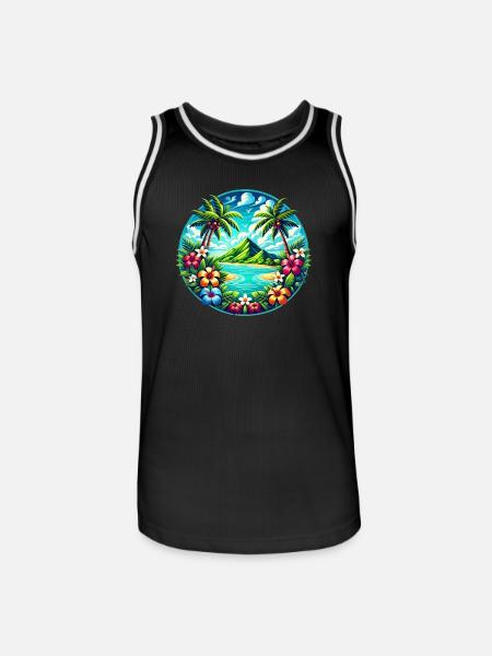 Caribbean Island Logo - Men's Basketball Jersey - black/white