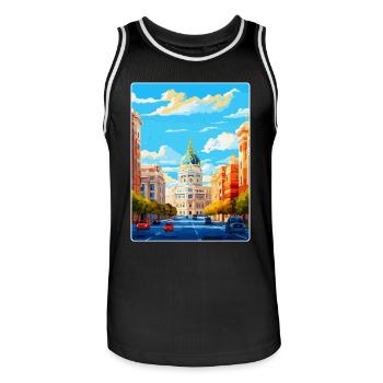 Madrid Spanien Vintage Reiseplakat WPA Souvenir - Männer Basketball-Trikot - Schwarz/Weiß - Vorne - AI Model Male 185 dark (185cm)