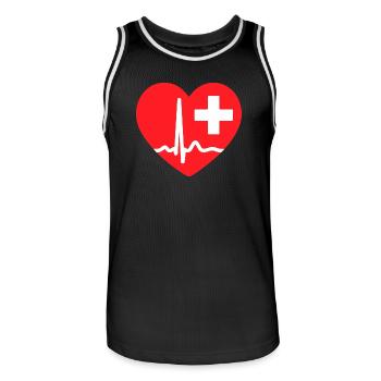 Herzschlag-EKG-Linie Medizinischer Pulswellen-Ikon-Vektor - Männer Basketball-Trikot - Schwarz/Weiß - Vorne - AI Model Male 185 dark (185cm)