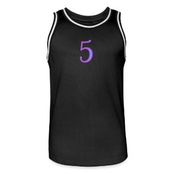 5. FIVE - Men's Basketball Jersey - black/white - Front - AI Model Male 185 dark (185cm)