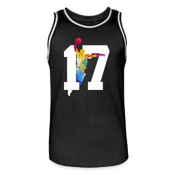 NUMÉRO 17 : 17E ANNIVERSAIRE DE BASKET-BALL - Maillot de basket Homme - noir/blanc - Devant - AI Model Male 185 dark (185cm)