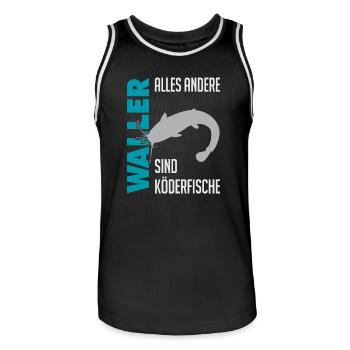 Wels fischen Kampf mit dem starken Wels - Männer Basketball-Trikot - Schwarz/Weiß - Vorne - AI Model Male 185 dark (185cm)