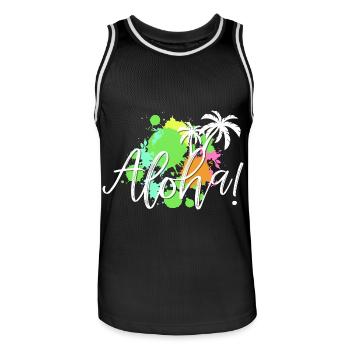 Aloha Tropen-Splash - Männer Basketball-Trikot - Schwarz/Weiß - Vorne - AI Model Male 185 dark (185cm)