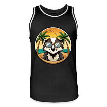Dachs Lustige Cartoon Sommer Strand Sonnenbrille Cool - Männer Basketball-Trikot - Schwarz/Weiß - Vorne - AI Model Male 185 dark (185cm)