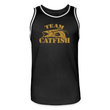 Pêcheur sportif de poisson-chat - Maillot de basket Homme - noir/blanc - Devant - AI Model Male 185 dark (185cm)