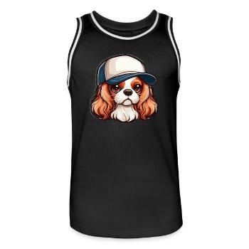 Cavalier King Charles Hund Hund - Mütze - Männer Basketball-Trikot - Schwarz/Weiß - Vorne - AI Model Male 185 dark (185cm)