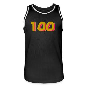 100. 100 YEARS. 100th ANNIVERSARY. 100 BIRTHDAY - Men's Basketball Jersey - black/white - Front - AI Model Male 185 dark (185cm)