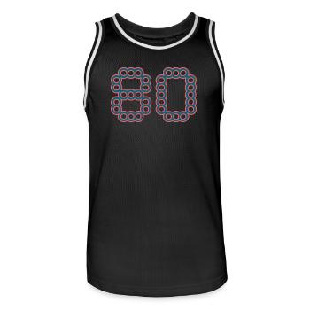 80. 80 YEARS. 80th ANNIVERSARY. 80 YEARS ANNIVERSARY. - Men's Basketball Jersey - black/white - Front - AI Model Male 185 dark (185cm)