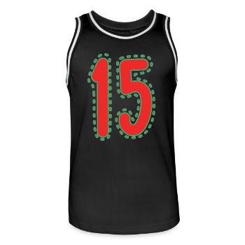 15. 15 ANS. 15e ANNIVERSAIRE. ANNIVERSAIRE 15 ANS. - Maillot de basket Homme - noir/blanc - Devant - AI Model Male 185 dark (185cm)