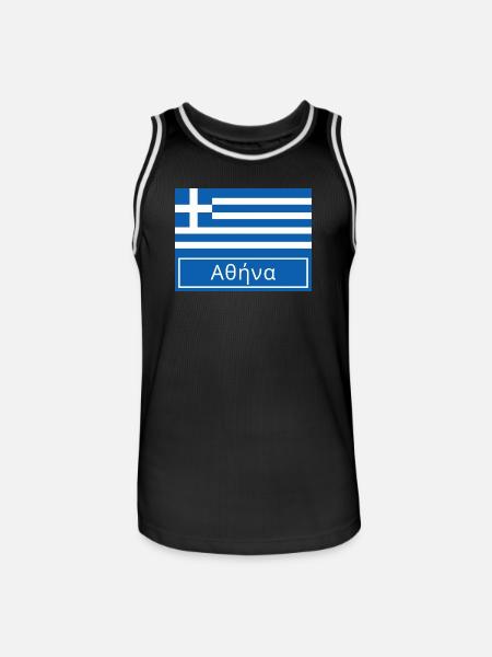 Athens Written in Greek - Men's Basketball Jersey - black/white