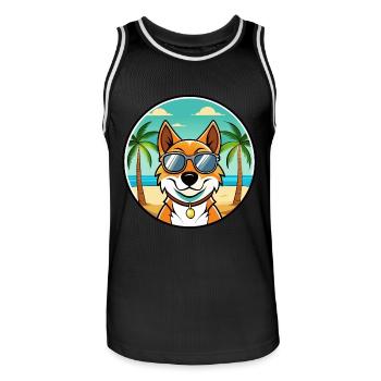 Russischer Harlekin Hund Rasse Cartoon Strand - Männer Basketball-Trikot - Schwarz/Weiß - Vorne - AI Model Male 185 dark (185cm)