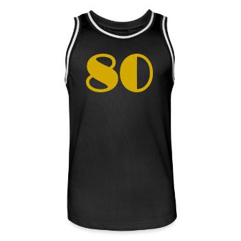80. 80 ANS. 80e ANNIVERSAIRE. ANNIVERSAIRE 80 ANS. - Maillot de basket Homme - noir/blanc - Devant - AI Model Male 185 dark (185cm)