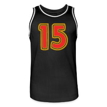 15. 15 YEARS. 15th ANNIVERSARY. 15 YEAR ANNIVERSARY. - Men's Basketball Jersey - black/white - Front - AI Model Male 185 dark (185cm)