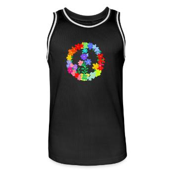 Hippi Blumenkranz Frieden und Liebe - Männer Basketball-Trikot - Schwarz/Weiß - Vorne - AI Model Male 185 dark (185cm)