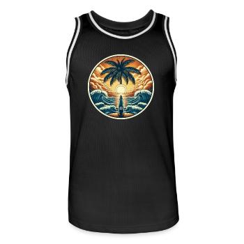 Logo du surfeur - Maillot de basket Homme - noir/blanc - Devant - AI Model Male 185 dark (185cm)