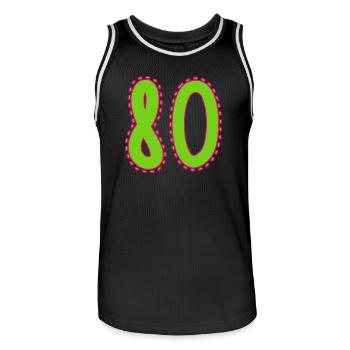 80. 80 ANS. 80e ANNIVERSAIRE. ANNIVERSAIRE 80 ANS. - Maillot de basket Homme - noir/blanc - Devant - AI Model Male 185 dark (185cm)