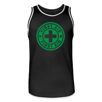 First Aid Medical Cross Sicherheitssymbol Vektor-Symbol - Männer Basketball-Trikot - Schwarz/Weiß - Vorne - AI Model Male 185 dark (185cm)