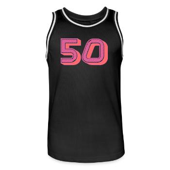 50. 50 ANS. 50e ANNIVERSAIRE. ANNIVERSAIRE 50 ANS. - Maillot de basket Homme - noir/blanc - Devant - AI Model Male 185 dark (185cm)