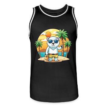 Polar Bear Funny Cartoon Summer Beach Sunglasses - Men's Basketball Jersey - black/white - Front - AI Model Male 185 dark (185cm)