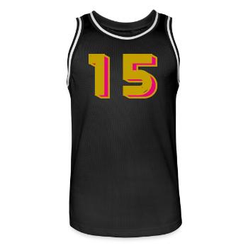 15. 15 ANS. 15e ANNIVERSAIRE. ANNIVERSAIRE 15 ANS. - Maillot de basket Homme - noir/blanc - Devant - AI Model Male 185 dark (185cm)